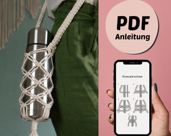 DIY macrame instructions for bottle holder, PDF download German