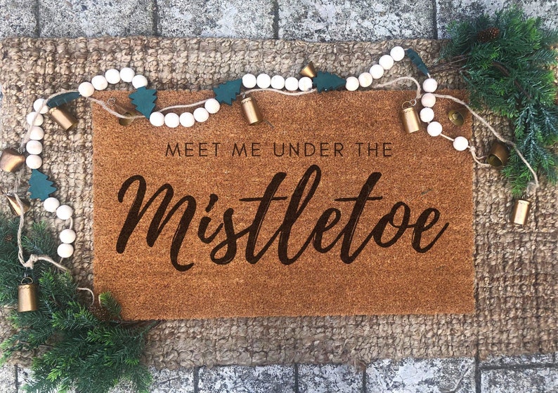 Meet Me Under the Mistletoe Door Mat Christmas Doormat - Etsy