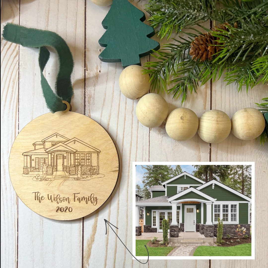 Custom Home Ornament, Hand Drawn Ornament, Custom Christmas Ornament, Home Illustration, House