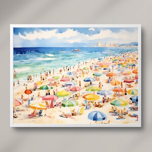 Abstract Coastal Painting Print Vintage wall Art Beach Home Decor Seascape Printable Summer Water Colour Retro Coastal Art scene