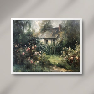 Vintage Farmhouse Oil Painting: Country Landscape Art Print (Digital Download)