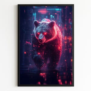 Instant Download – Trading Bear Wall Art – Crypto Stock Market Poster – Finance Decor for Trader Office