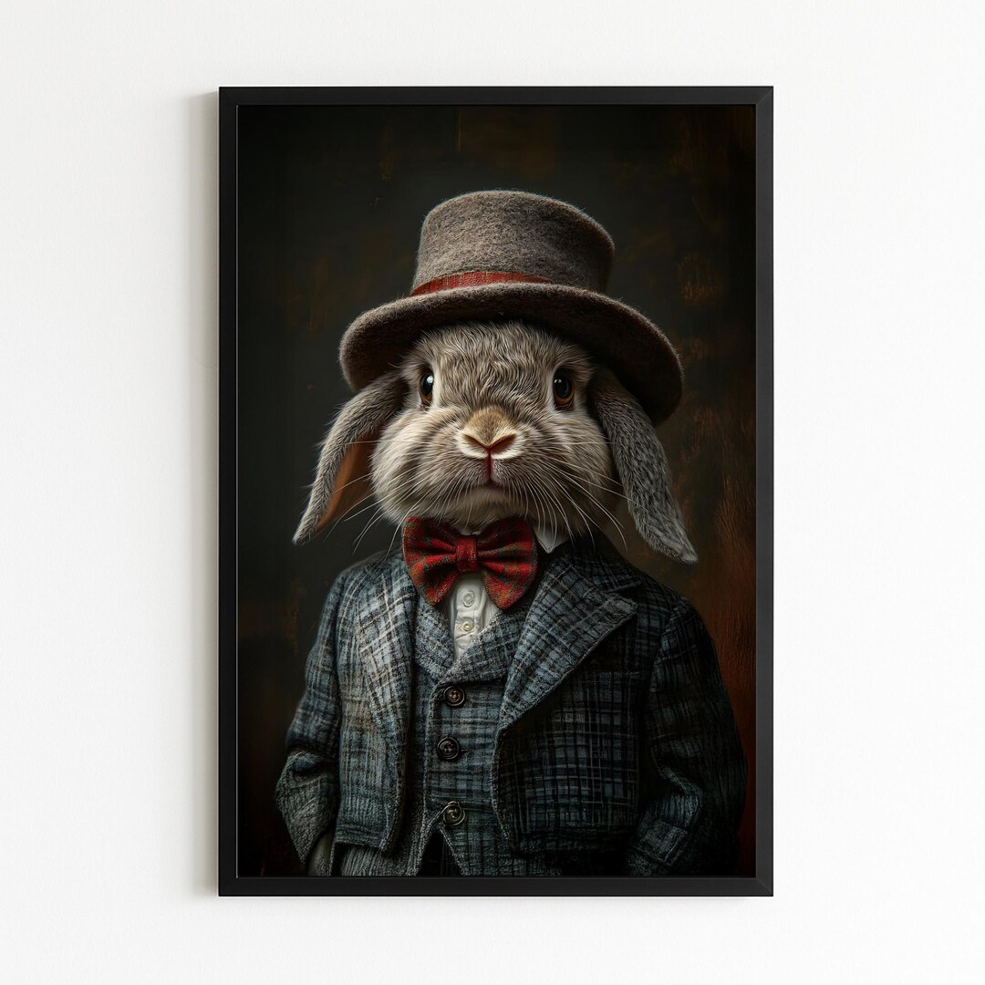 Gentleman Rabbit Wall Art – Victorian Bunny Portrait Print, Dapper ...