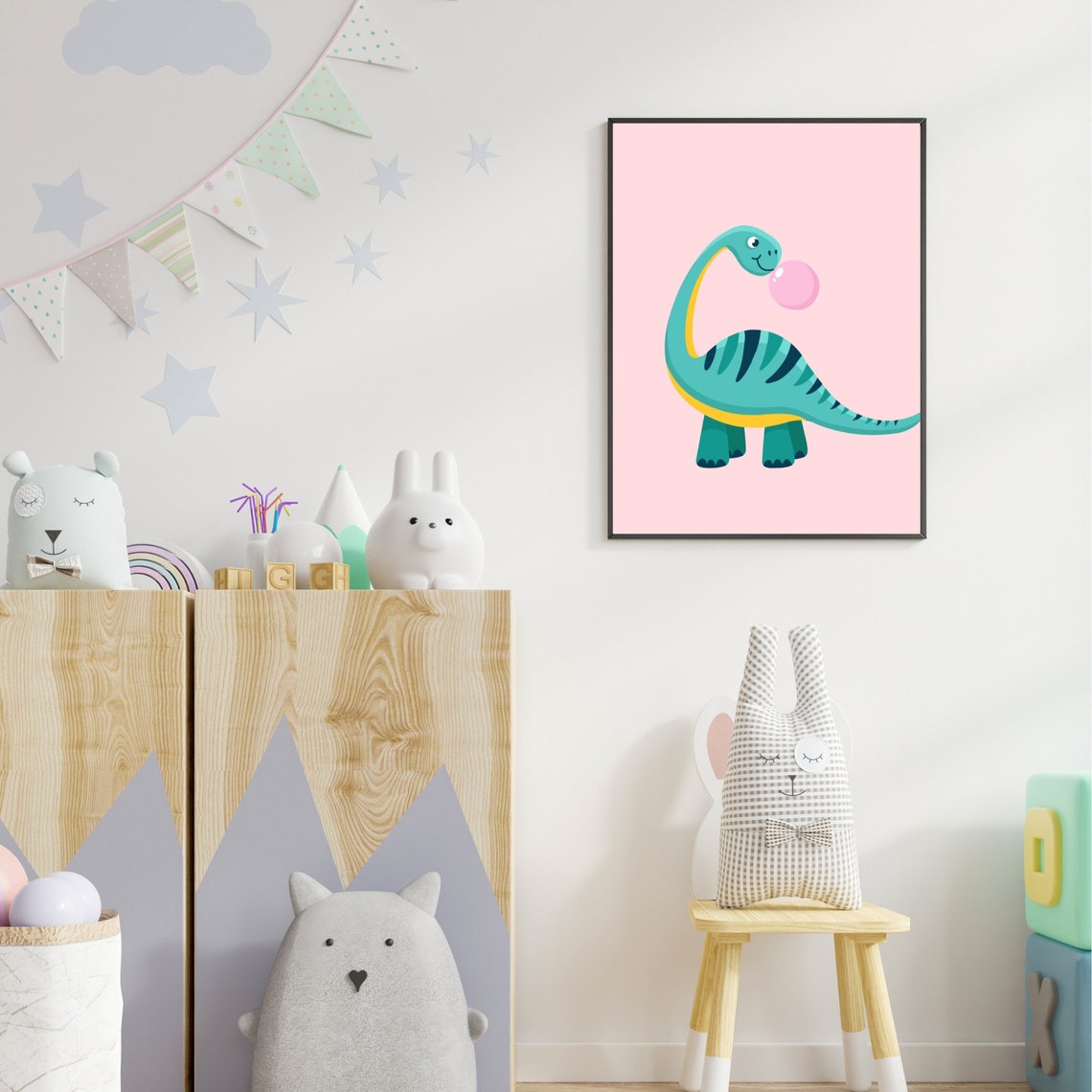 Pink Dinosaur Print Animal Wall Art Poster Cool Trendy Print Fun Wall ...