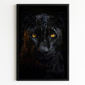 Impresión de retrato de pantera negra: decoración animal para el hogar (descarga digital)