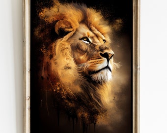 Lion Portrait Art Print: Bold Big Cat Wall Decor (Digital Download)