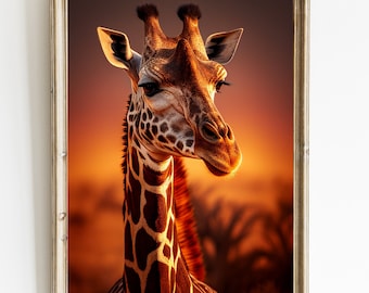 Giraffe Nursery Art Print: Safari Animal Poster (Digital Download)