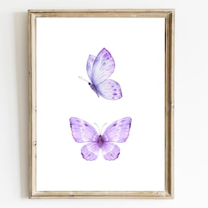Watercolor Butterfly Art Print: Purple Nature Wall Decor (Digital Download)