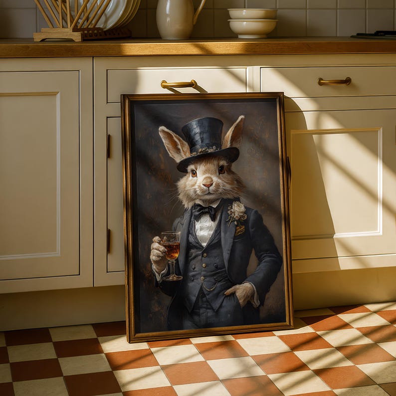 Instant Download – Dapper Gentleman Rabbit Hare Wall Art – Vintage ...