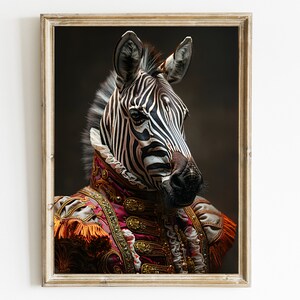 Victorian Zebra Portrait Art Print: Quirky Animal in Clothes (Digital Download)