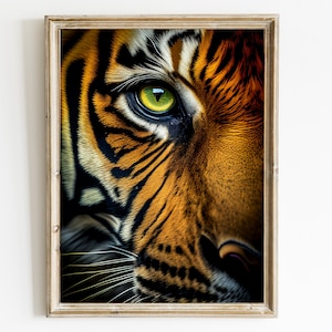 Tiger Head Art Print: Big Cat Portrait, Jungle Wall Decor (Digital Download)