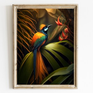 Bird of Paradise Wall Art | Bird of Paradise Bird Print | Antique Wildlife Animal Art| Bird Printable Portrait | Exotic Bird Wall Art Print
