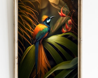Paradiesvogel Druck: Exotisches Wildtier Portrait (Digitaler Download)