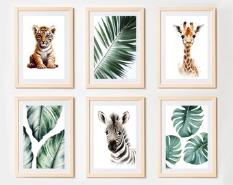 Tropical Nursery Prints: Baby Animals & Botanical Art (Digital Download)