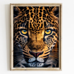 Jaguar Wall Art Print Big Cat Portrait Printable Jaguar Home Decor Jaguar Painting Jaguar Canvas Poster
