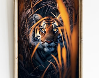 Siberian Tiger Jungle Art Print: Big Cat Home Decor (Digital Download)