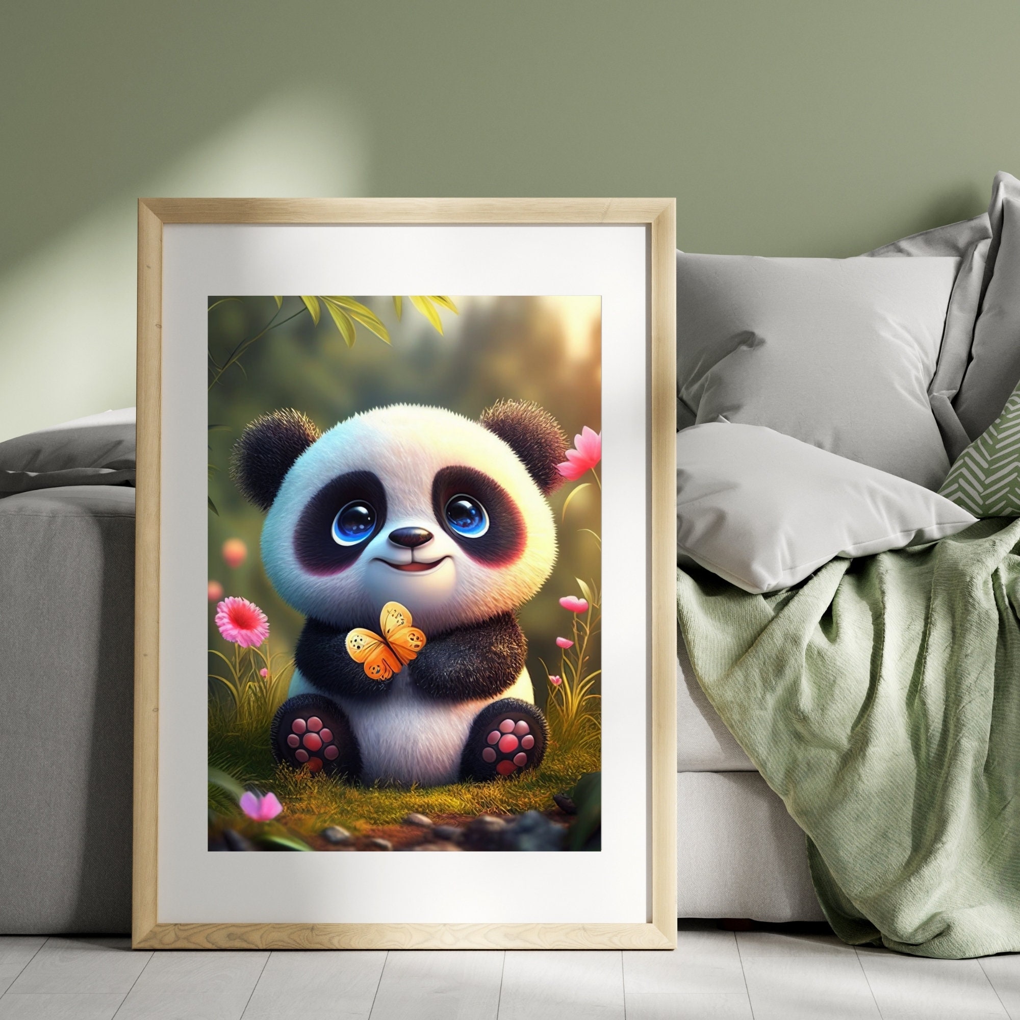 Nursery Wall Art Panda Print Panda for Kids Room Art Girl Panda Nursery ...