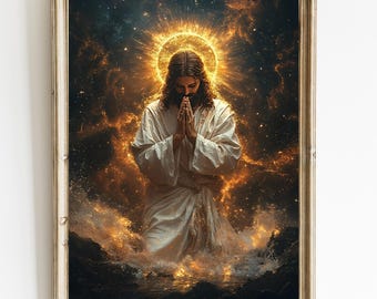 Boho Jesus Portrait: Minimalist Religious Art (Digital Download)