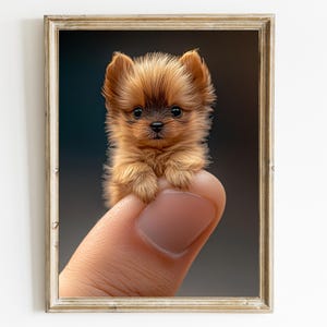 Puppy Dog in the palm of your hand (Digital Print) | Miniature Animal Print | Baby Animal in Hand | Tiny Animal Wall Art Baby Puppy in Hand
