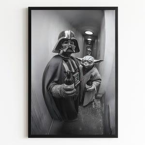 Darth Vader Yoda Print,Starwars Vader Yoda Poster, funny meme Wall Art, Funny Peephole Print, Ring Doorbell, Celebrity Print Star wars Fan