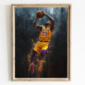 Nike Air Lebron James Graffiti Wall Art, Air Jordan Print, Jordan 1 Graffiti, Cool Modern Sneaker Graffiti Art, lebron James Lakers