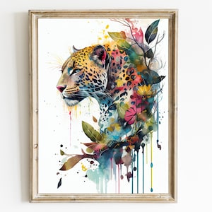 Jaguar Wall Art Décor | Jaguar Poster Painting | Abstract Big Cat Art | Jaguar Abstract Artwork Canvas Print | Jaguar Wall Art Print