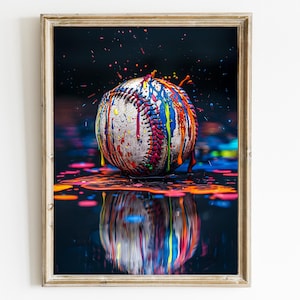 Baseball Wall Art, Baseball Fan Print, Cool Modern Graffiti Art, Major League, Grafitti Paint Print, Sports Art, Baseball Ball Poster MLB