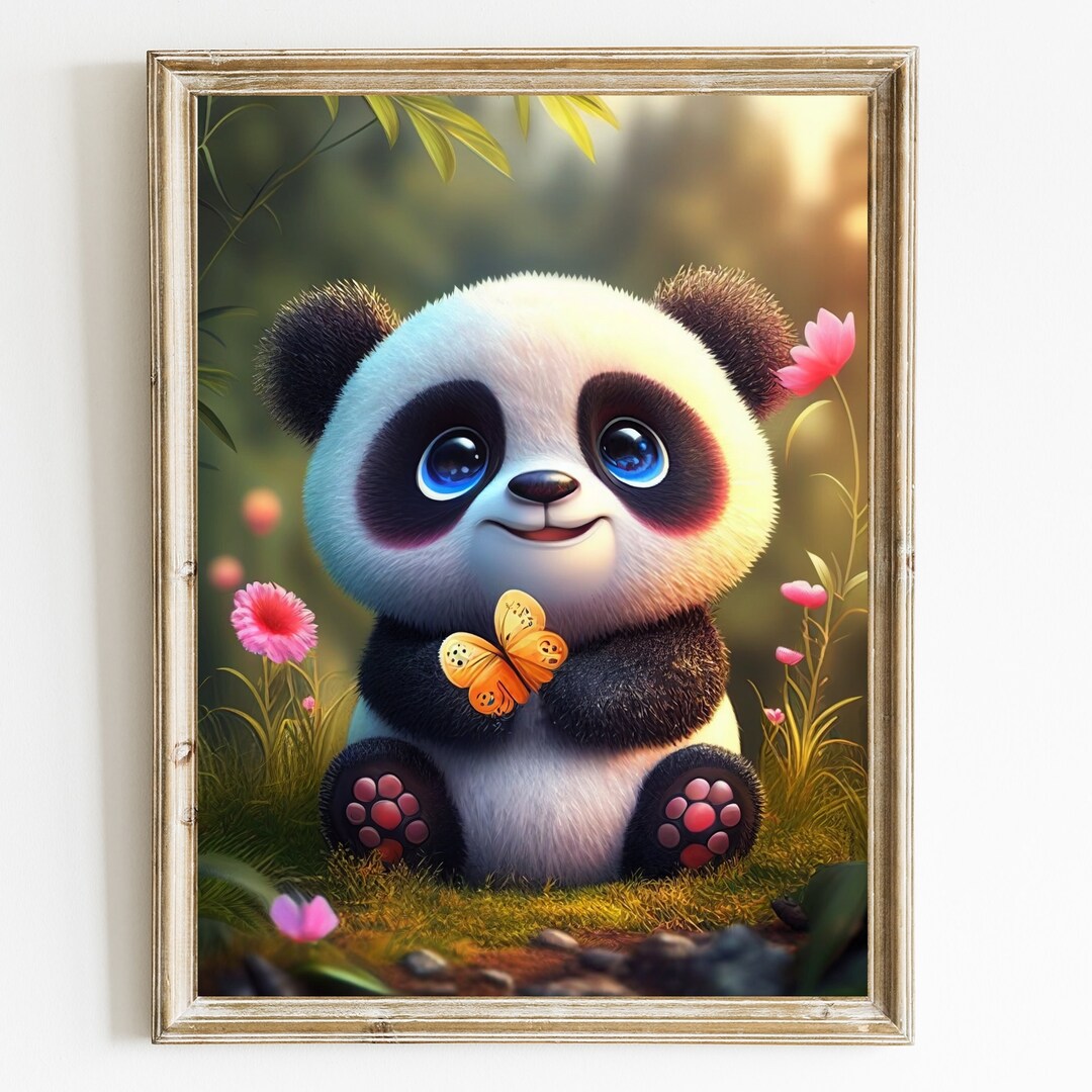 Nursery Wall Art Panda Print Panda for Kids Room Art Girl Panda Nursery ...