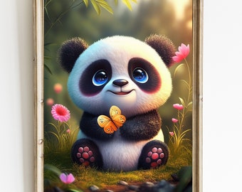 Nursery Wall Art Panda Print Panda for Kids Room Art Girl Panda Nursery Wall Art Printable Animal Art Print Panda Wall Decor