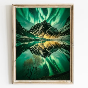 Norway Landscape Wall Art | Norway Digital Print | Landscape Printable Art | Nature Photography Poster Art | Aurora Borealis Wall Art Print