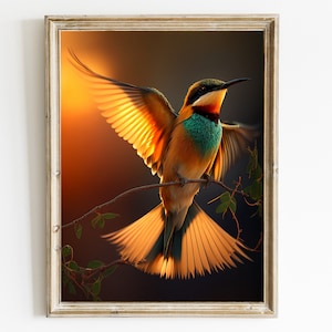 Bee-eater Wall Art | Bee Eater Bird Print | Antique Wildlife Animal Art| Bird Printable Portrait | Bee-eater Digital Download