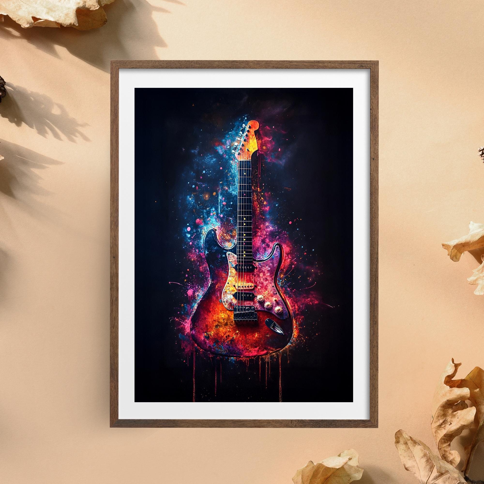 Guitar Wall Art, Guitar Graffiti Print, Cool Modern Graffiti Art