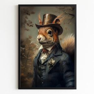 Victorian Squirrel Portrait Print: Gentleman in Suit (Digital Download)