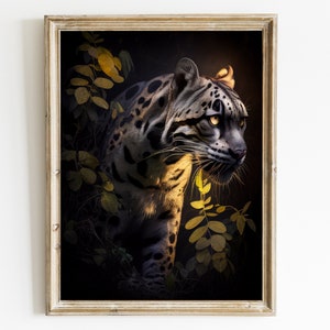 Clouded Leopard Wall Art | Big Cat Print | Leopard Art Digital Download | Animal Wall Art Print | Leopard Printable Poster
