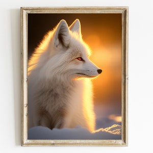 Arctic Fox Wall Art | Printable Wall Art Fox| Fox Arctic Décor | Big Cat Wall Art | Animal Wall Art Print| Framed Fox Art Painting Picture