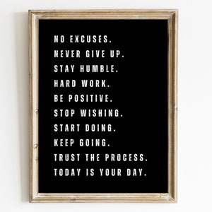 Gym Motivation Wall Art Motivational Gym Wall Poster Home Gym Decor Ideas Training room Fitness Room No Excuses Print