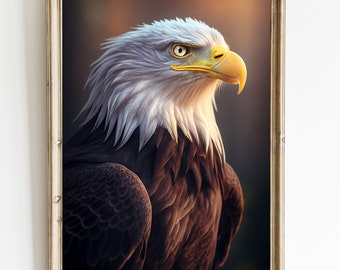 Patriotic Bald Eagle Portrait Art Print (Digital Download)