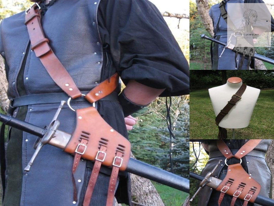 Medieval Shoulder Strap Sword Holder Sheath PU Leather Sling Etsy