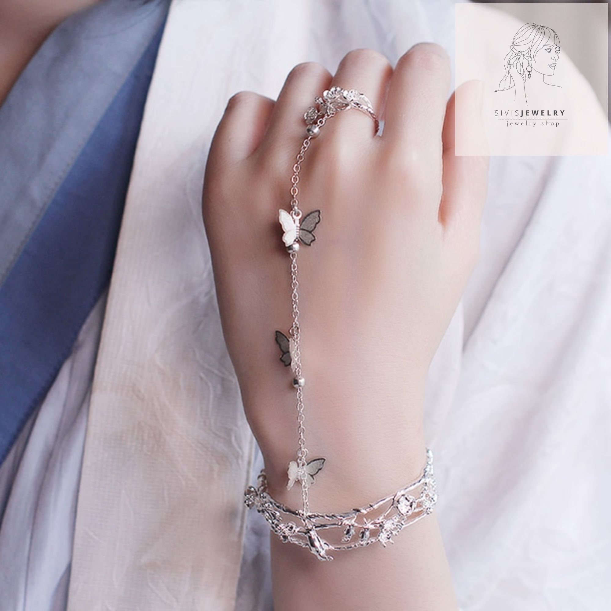 BUAJIUBUA Bangles Bracelets for Women Silver Jewelry for Women Girls Teens  Link Chain Bracelets Set for Costume Hand Wrist Jewelry