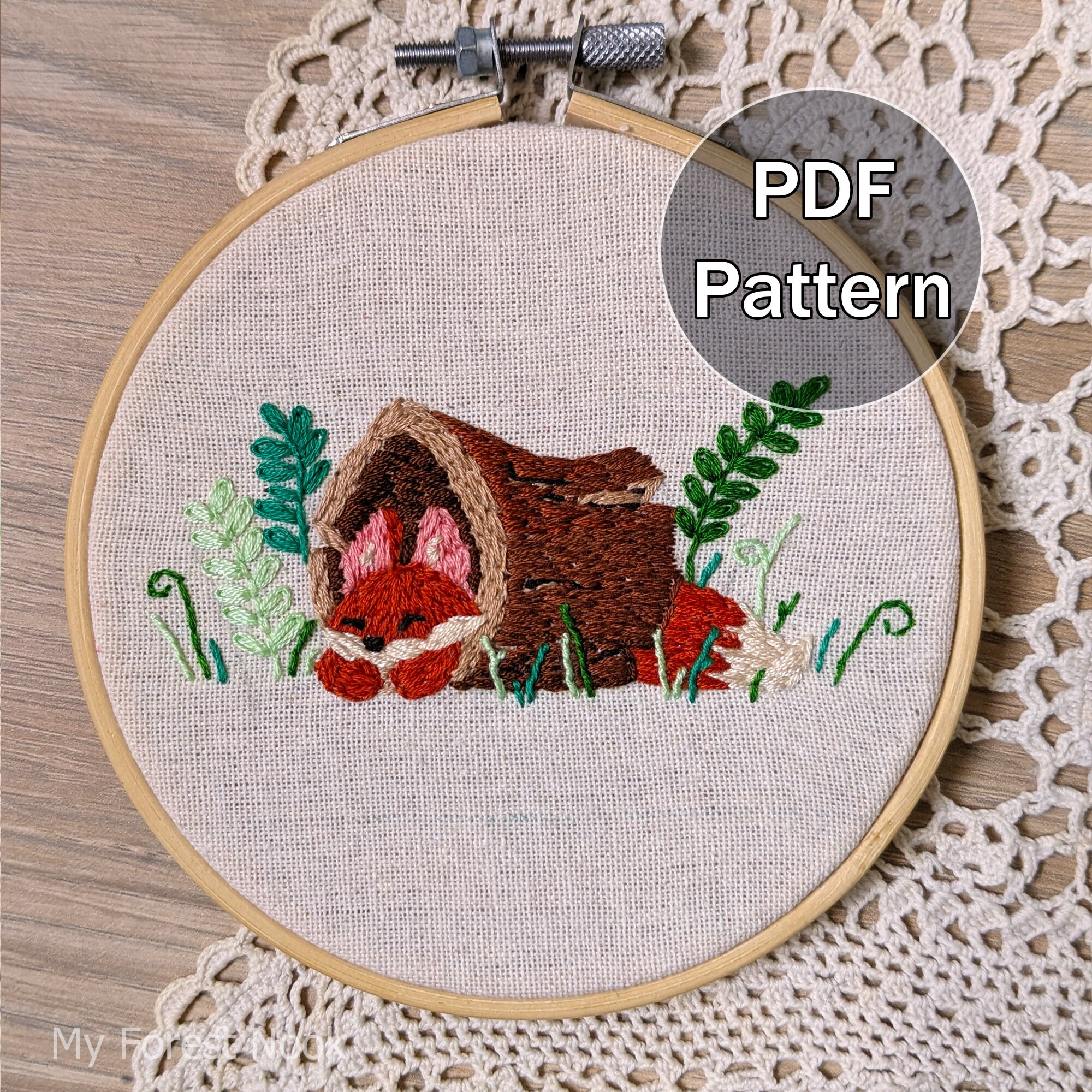Sleepy Fox - Embroidery PDF Pattern - Digital Download - Hoop ...