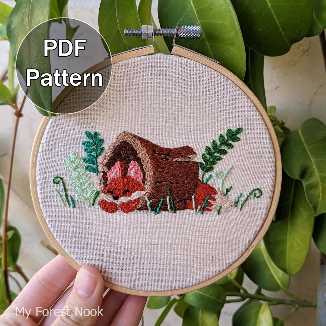 Sleepy Fox - Embroidery PDF Pattern - Digital Download - Hoop ...