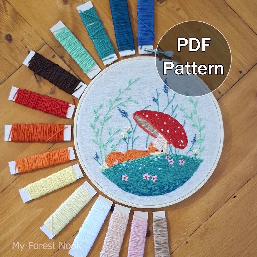 Sleepy Fox Woodland - Embroidery PDF Pattern - Digital Download - Hoop ...