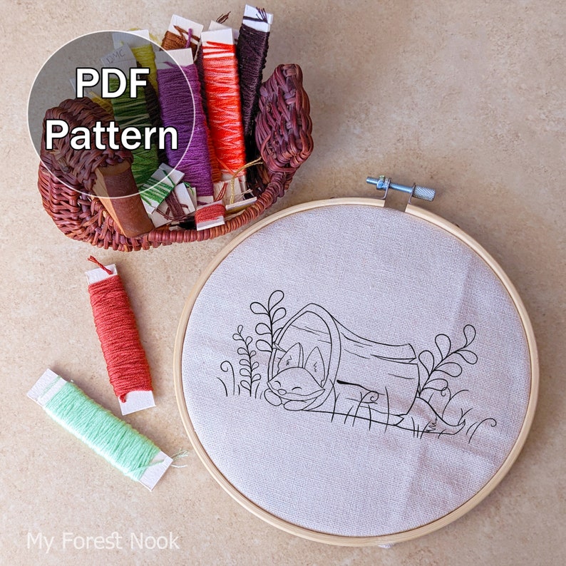 Sleepy Fox - Embroidery PDF Pattern - Digital Download - Hoop ...