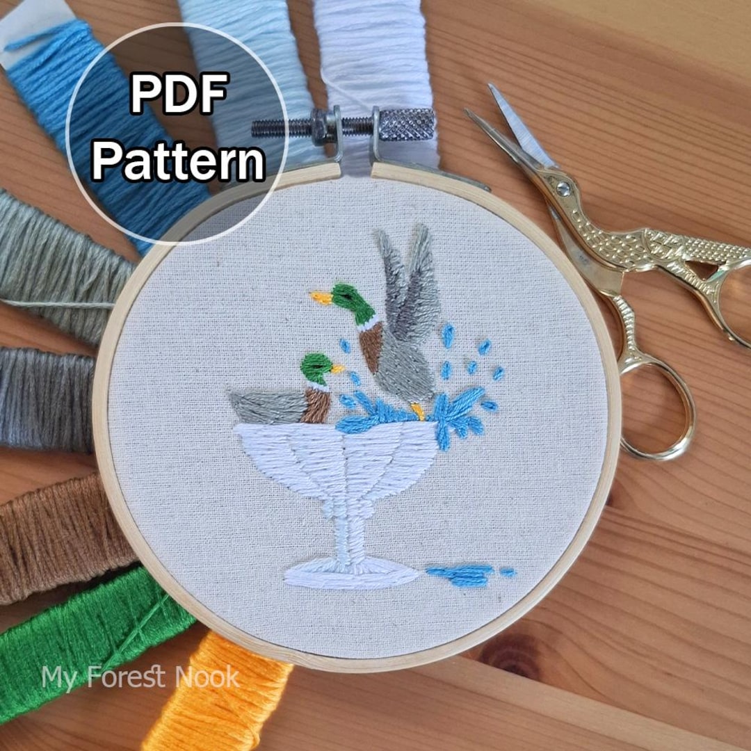 Splashing Ducks - Embroidery PDF Pattern - Digital Download - Hoop ...