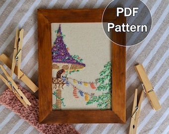 Laundry Time Hedgehog - Embroidery PDF Pattern - Digital Download - Hoop Embroidery