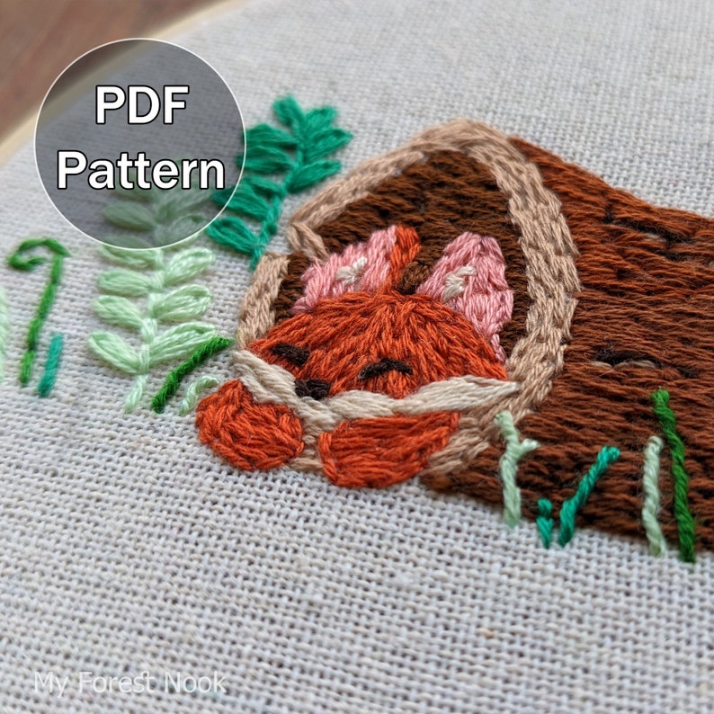 Sleepy Fox - Embroidery PDF Pattern - Digital Download - Hoop ...