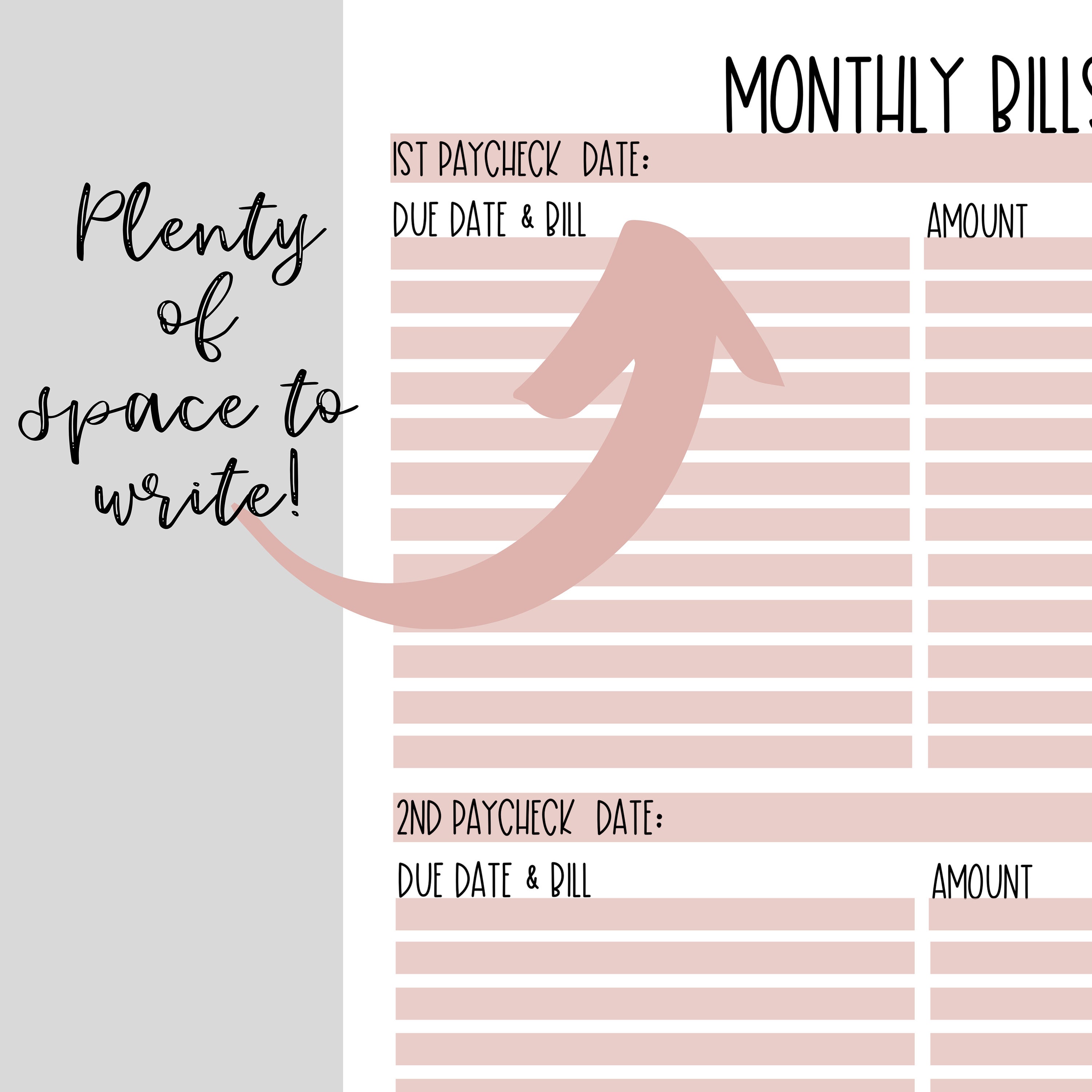 Bi weekly bill tracker printable pdf letter etsy australia