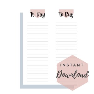 To Buy List | PDF Printable | 8.5 x 11 Letter