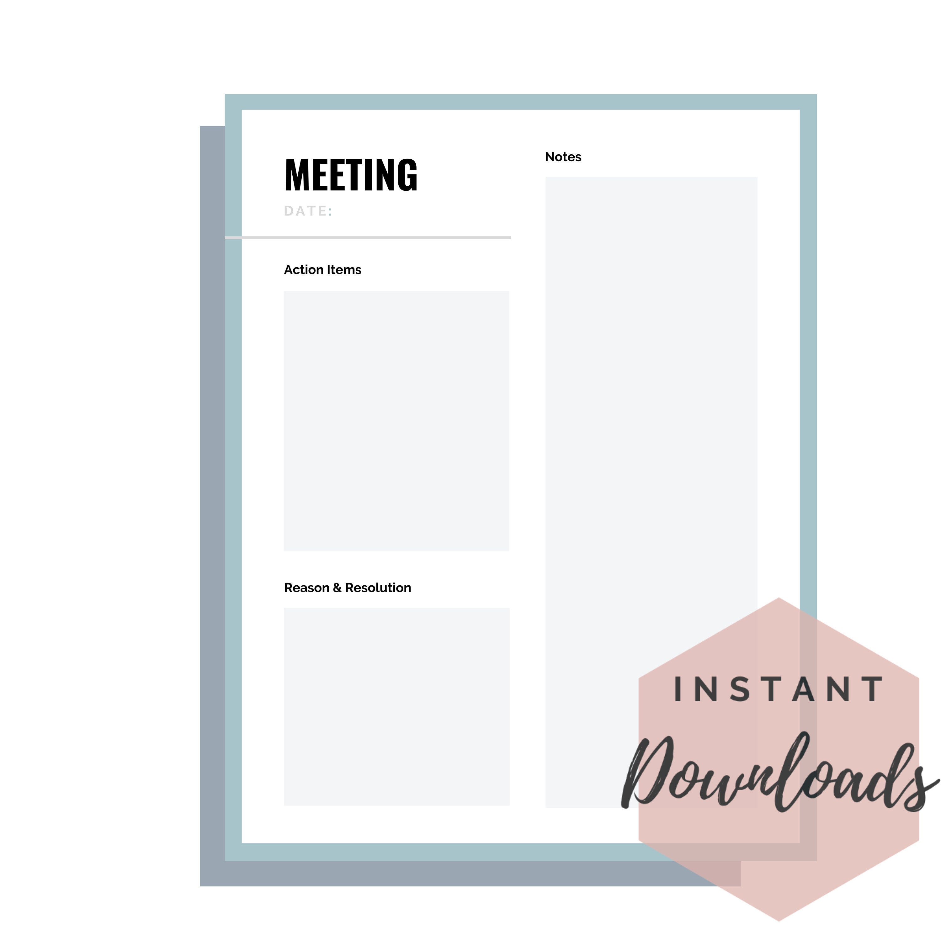 Meeting Agenda | Printable | 4 Colors Included - Etsy