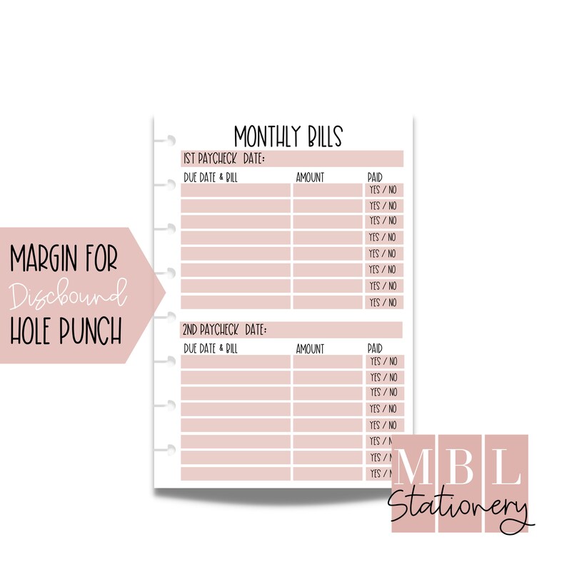 Pink Bi-weekly Bill Tracker | Mom Boss List Planner | Printable PDF ...